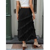 image:imageCicy Bell Womens Lace Ruffle Maxi Skirt Boho High Waist Floral Long SkirtsBlack