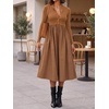 image:imageCicy Bell Womens Long Sleeve Midi Dress Casual Half Button Fall DressesCoffee