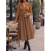 image:imageCicy Bell Womens Long Sleeve Midi Dress Casual Half Button Fall DressesCoffee