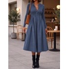 image:imageCicy Bell Womens Long Sleeve Midi Dress Casual Half Button Fall DressesDark Blue