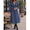 image:imageCicy Bell Womens Long Sleeve Midi Dress Casual Half Button Fall DressesDark Blue