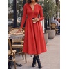 image:imageCicy Bell Womens Long Sleeve Midi Dress Casual Half Button Fall DressesRed