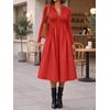 image:imageCicy Bell Womens Long Sleeve Midi Dress Casual Half Button Fall DressesRed