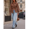 image:imageCicy Bell Womens Ruched Button Down Shirts Puff Sleeve Dressy Casual BlouseCoffee