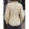 image:imageCicy Bell Womens Ruched Button Down Shirts Puff Sleeve Dressy Casual BlousePlaid Beige