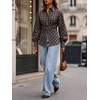 image:imageCicy Bell Womens Ruched Button Down Shirts Puff Sleeve Dressy Casual BlousePlaid Blue Coffee