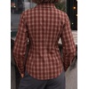 image:imageCicy Bell Womens Ruched Button Down Shirts Puff Sleeve Dressy Casual BlousePlaid Wine Red
