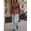 image:imageCicy Bell Womens Ruched Button Down Shirts Puff Sleeve Dressy Casual BlousePlaid Wine Red