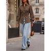 image:imageCicy Bell Womens Ruched Button Down Shirts Puff Sleeve Dressy Casual BlousePlaid Yellow Brown