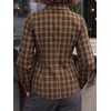 image:imageCicy Bell Womens Ruched Button Down Shirts Puff Sleeve Dressy Casual BlousePlaid Yellow Brown