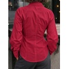 image:imageCicy Bell Womens Ruched Button Down Shirts Puff Sleeve Dressy Casual BlouseRed