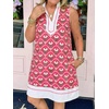 image:imageCicy Bell Womens Summer Floral Print Beach Casual V Neck Boho Mini DressesRose Red