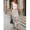 image:imageCicy Bell Womens Summer Polka Dots Midi Skirt High Waisted Asymmetrical Hem Semi Sheer Flowy Beach Boho SkirtsBeige