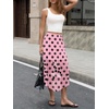 image:imageCicy Bell Womens Summer Polka Dots Midi Skirt High Waisted Asymmetrical Hem Semi Sheer Flowy Beach Boho SkirtsPink