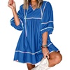 image:imageCicy Bell Womens Babydoll Dresses 34 Puff Sleeve V Neck Flowy DressBlue