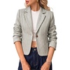 image:imageCicy Bell Womens Cropped Tweed Blazers Business Casual Suit Jackets BlazerGrey