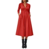 image:imageCicy Bell Womens Long Sleeve Midi Dress Casual Half Button Fall DressesRed