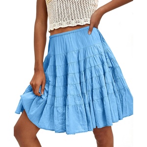 image:imageCicy Bell Women Summer Pleated Skirts Boho Layered Tiered Knee Length SkirtBlue