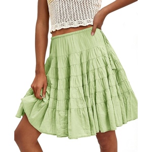 image:imageCicy Bell Women Summer Pleated Skirts Boho Layered Tiered Knee Length SkirtMint Color