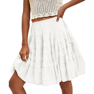 image:imageCicy Bell Women Summer Pleated Skirts Boho Layered Tiered Knee Length SkirtWhite