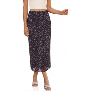 image:imageCicy Bell Womens Floral Mesh Midi Skirts Elastic High Waisted Animal PrintBlack