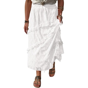 image:imageCicy Bell Womens Lace Ruffle Maxi Skirt Boho High Waist Floral Long SkirtsWhite