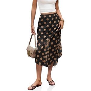 image:imageCicy Bell Womens Summer Polka Dots Midi Skirt High Waisted Asymmetrical Hem Semi Sheer Flowy Beach Boho SkirtsBlack