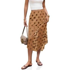 image:imageCicy Bell Womens Summer Polka Dots Midi Skirt High Waisted Asymmetrical Hem Semi Sheer Flowy Beach Boho SkirtsKhaki