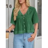 image:imageCicy Bell Womens Cropped Babydoll Tops Summer Cute Flowy Eyelet BlousesDark Green
