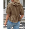 image:imageCicy Bell Womens Cropped Babydoll Tops Summer Cute Flowy Eyelet BlousesDark Khaki