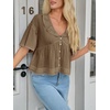 image:imageCicy Bell Womens Cropped Babydoll Tops Summer Cute Flowy Eyelet BlousesDark Khaki