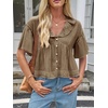 image:imageCicy Bell Womens Cropped Babydoll Tops Summer Cute Flowy Eyelet BlousesDark Khaki