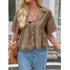 image:imageCicy Bell Womens Cropped Babydoll Tops Summer Cute Flowy Eyelet BlousesDark Khaki