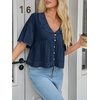 image:imageCicy Bell Womens Cropped Babydoll Tops Summer Cute Flowy Eyelet BlousesNavy