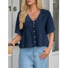 image:imageCicy Bell Womens Cropped Babydoll Tops Summer Cute Flowy Eyelet BlousesNavy