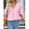 image:imageCicy Bell Womens Cropped Babydoll Tops Summer Cute Flowy Eyelet BlousesPink