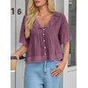 image:imageCicy Bell Womens Cropped Babydoll Tops Summer Cute Flowy Eyelet BlousesPurple
