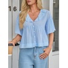 image:imageCicy Bell Womens Cropped Babydoll Tops Summer Cute Flowy Eyelet BlousesSky Blue