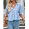 image:imageCicy Bell Womens Cropped Babydoll Tops Summer Cute Flowy Eyelet BlousesSky Blue