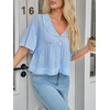 image:imageCicy Bell Womens Cropped Babydoll Tops Summer Cute Flowy Eyelet BlousesSky Blue
