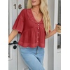 image:imageCicy Bell Womens Cropped Babydoll Tops Summer Cute Flowy Eyelet BlousesWine Red