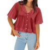 image:imageCicy Bell Womens Cropped Babydoll Tops Summer Cute Flowy Eyelet BlousesWine Red