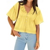 image:imageCicy Bell Womens Cropped Babydoll Tops Summer Cute Flowy Eyelet BlousesYellow