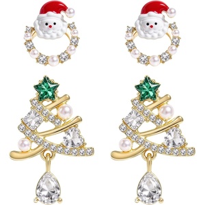 image:imageCicy Bell 2 Pairs Christmas Earrings for Women 14K Gold Plated Earring SetsGoldB