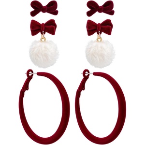image:imageCicy Bell 3 Pairs Christmas Earrings Sets For Women Bow Party Drop EarringsGold A