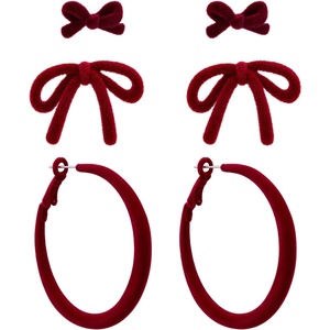 image:imageCicy Bell 3 Pairs Christmas Earrings Sets For Women Bow Party Drop EarringsGold C