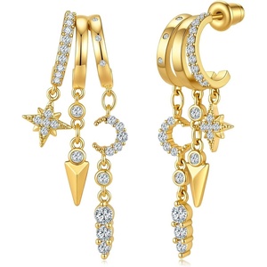 image:imageCicy Bell Gold Earrings For Women 18k Gold Plated Triple Dangle EarringsStyle AGold