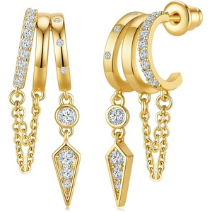 image:imageCicy Bell Gold Earrings For Women 18k Gold Plated Triple Dangle EarringsStyle CGold