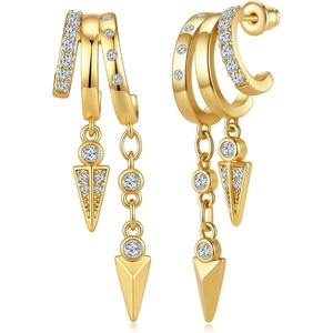 image:imageCicy Bell Gold Earrings For Women 18k Gold Plated Triple Dangle EarringsStyle DGold