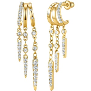 image:imageCicy Bell Gold Earrings For Women 18k Gold Plated Triple Dangle EarringsStyle EGold